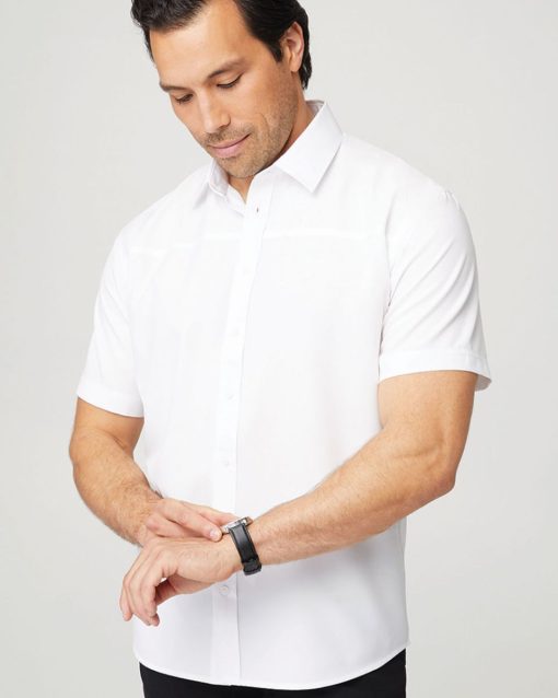 City-Collection-mens-charcoal-ezylin-iron-free-short-sleeve-uniform-shirt-4145-SS-white
