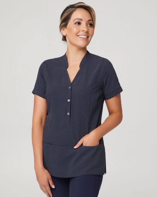 2174-City-Collection-healthcare-aged-care-City-Stretch-Spot-Tunic-Navy-2023