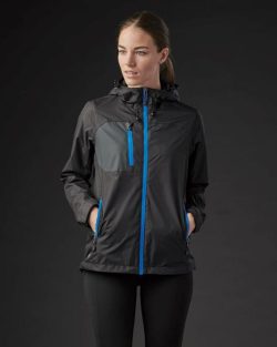 GXJ-2W-Olympia-Jacket-Womens-Shell-Black-and-Electric-Blue-hero-front